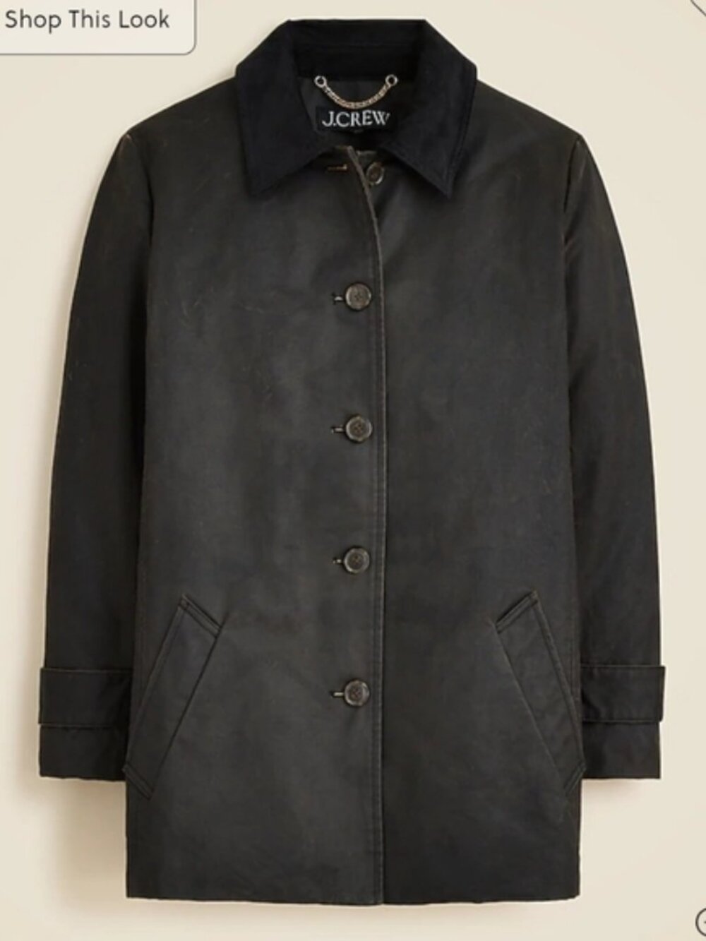 J. Crew Women's Quilt Lined Coated Barn Jacket  Black Grey Combo Size Medium NEW - Picture 2 of 9